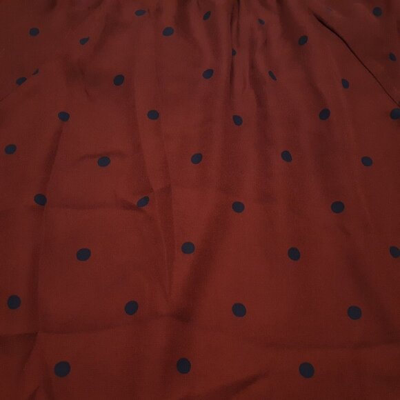 Old Navy Top Womens Small Red Polka Dot Long Sleeve Boho Ruffle Burgundy Blouse - Picture 9 of 14